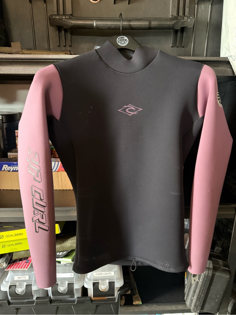 Rip Curl Black and Mauve Pink Women's Neoprene Surf Top